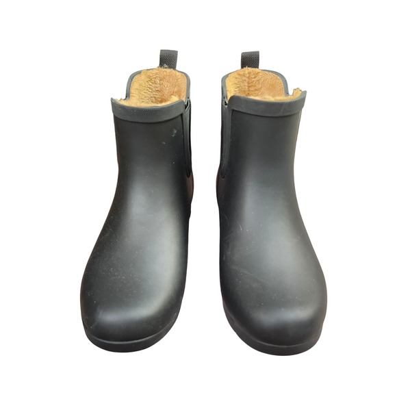 chooka Shoes - Chooka Elridge Chelsea Black Waterproof Rain Boots Faux Fur Lined Womens 7 EU 38